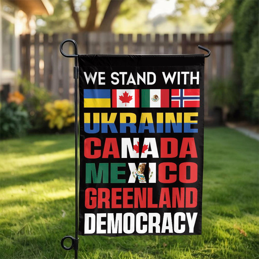 We Stand With Ukraine Garden Flag | Allied Nations Support for Democracy | Weather-Resistant Polyester | Outdoor Yard Decor Gift