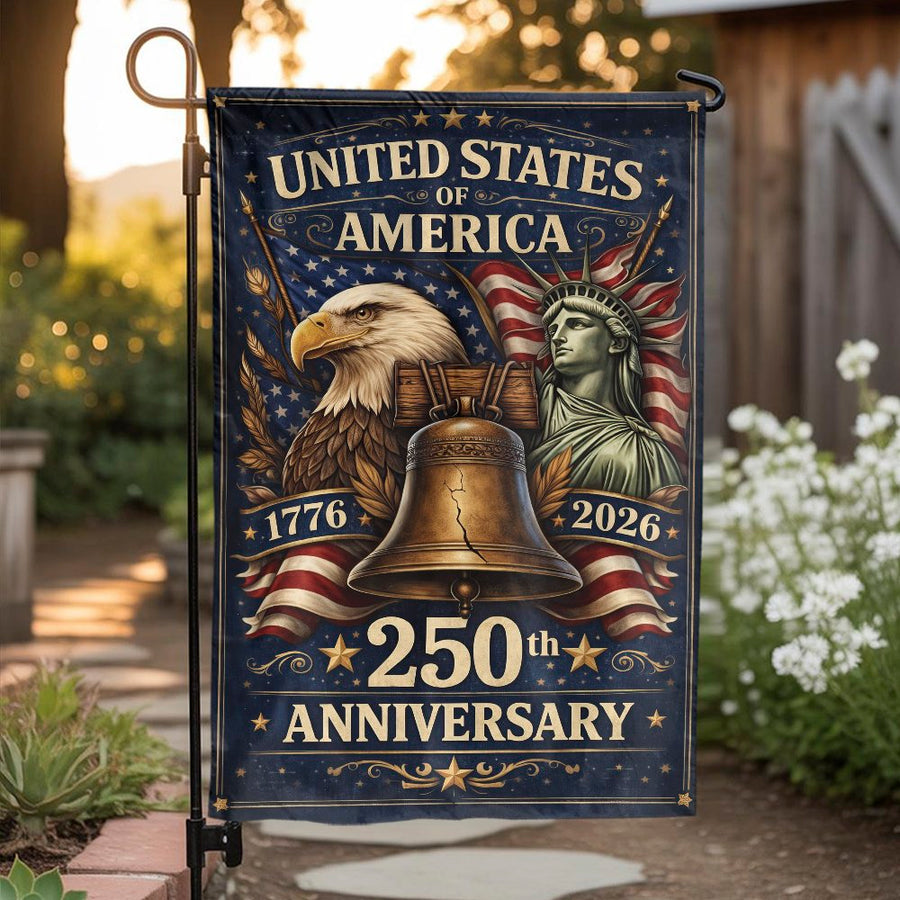 USA 250th Anniversary Garden Flag | Vintage 1776-2026 Patriotic Design | Double Sided Polyester | Collector's Outdoor Decor Gift