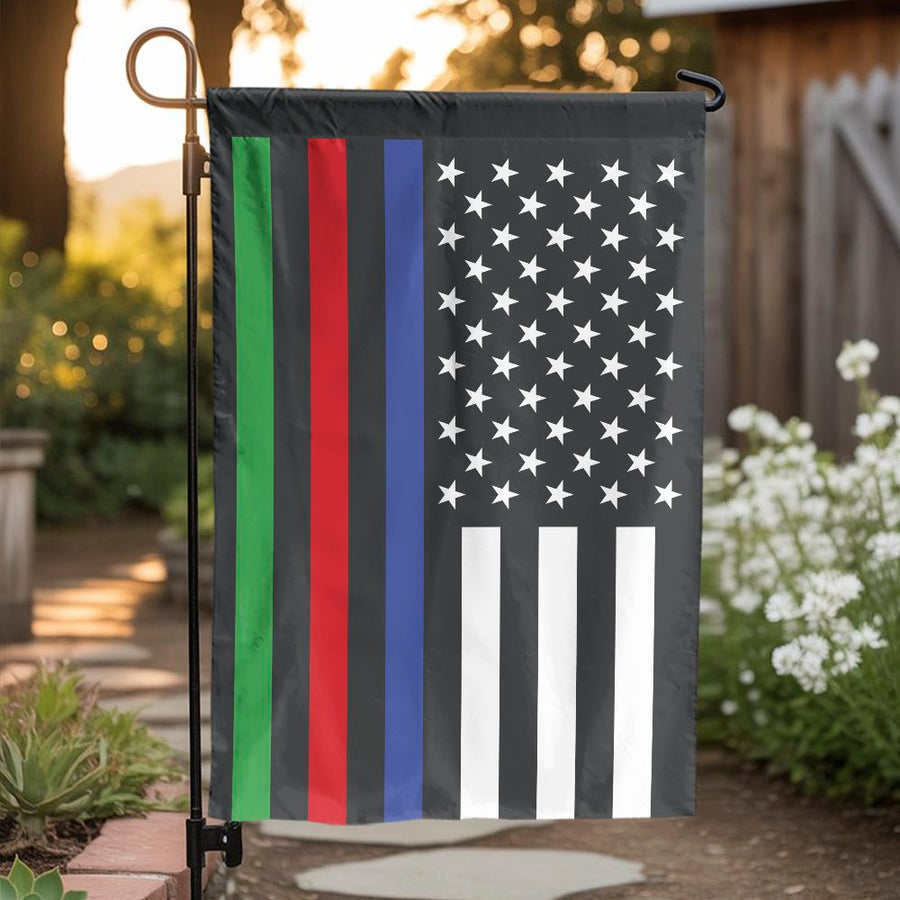 Thin Line American Garden Flag | Police, Fire & Military Support Decor | Premium Weather-Resistant Polyester | Gift for First Responder Families