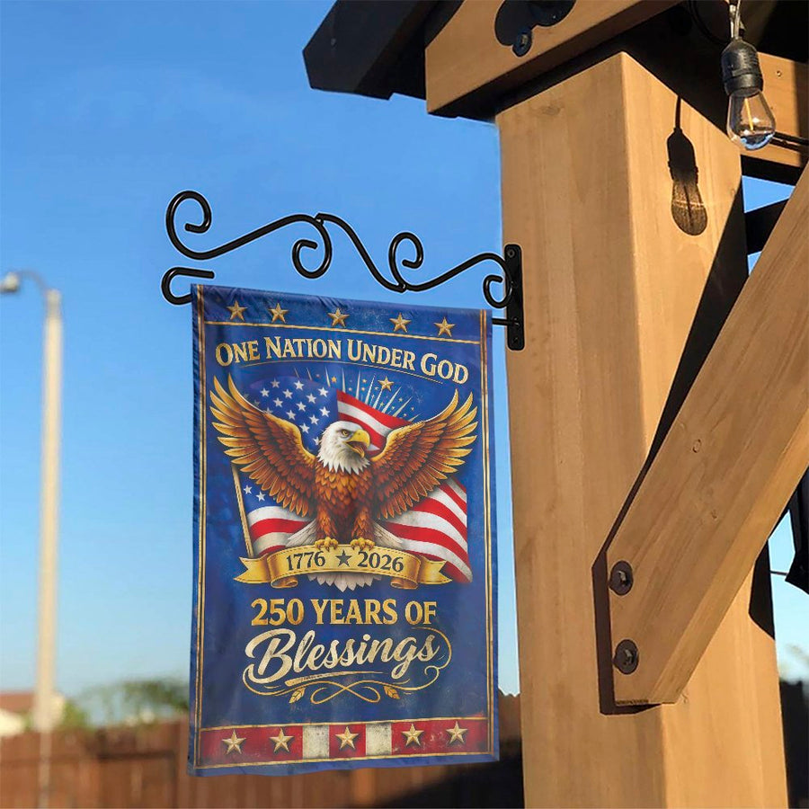 USA 250th Anniversary Garden Flag | One Nation Under God Eagle | Weather-Resistant Double Sided Yard Decor | Commemorative Patriotic Gift