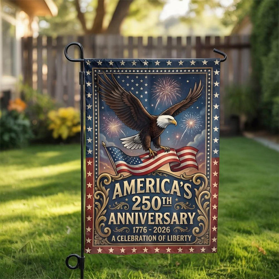 America 250th Anniversary Garden Flag | Patriotic Eagle & US Flag Design | Double Sided Weatherproof Polyester | Collector's 2026 Yard Decor