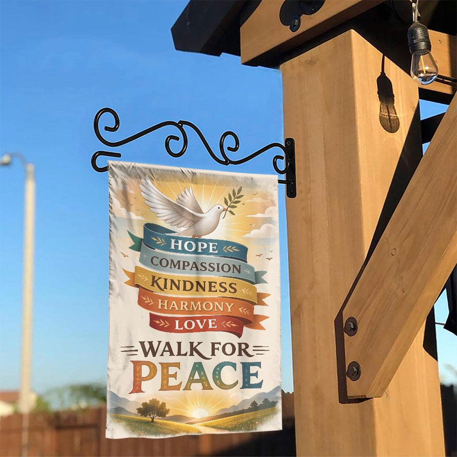 Peace Dove Garden Flag | Inspirational 'Walk for Peace' Message | Double Sided Polyester | Religious & Spiritual Outdoor Yard Decor
