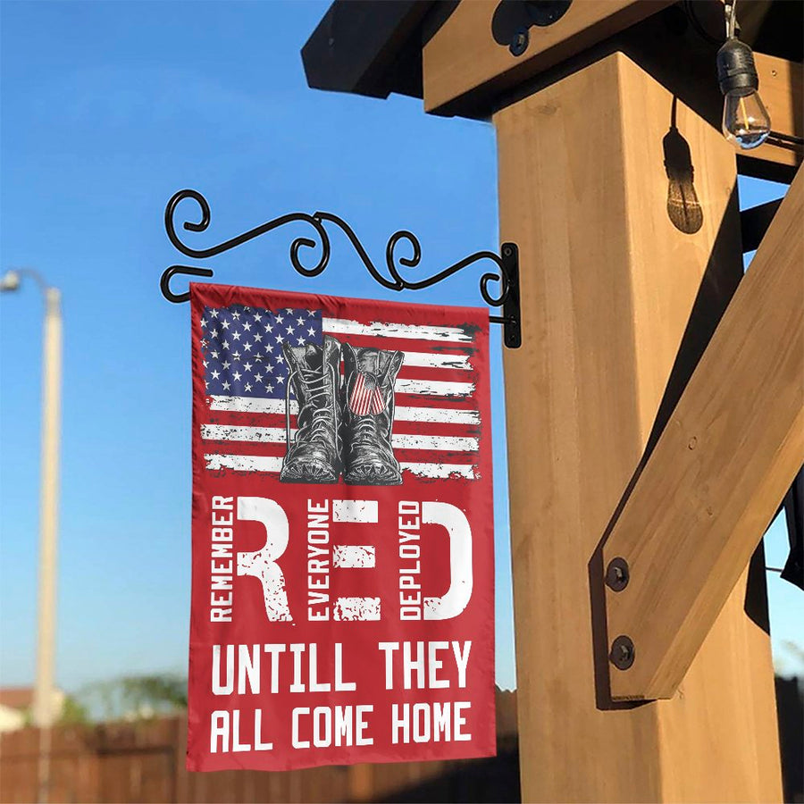 Remember Everyone Deployed Garden Flag | RED Friday US Flag & Boots Design | Double-Sided Polyester | Patriotic Support Our Troops Gift for Military Families