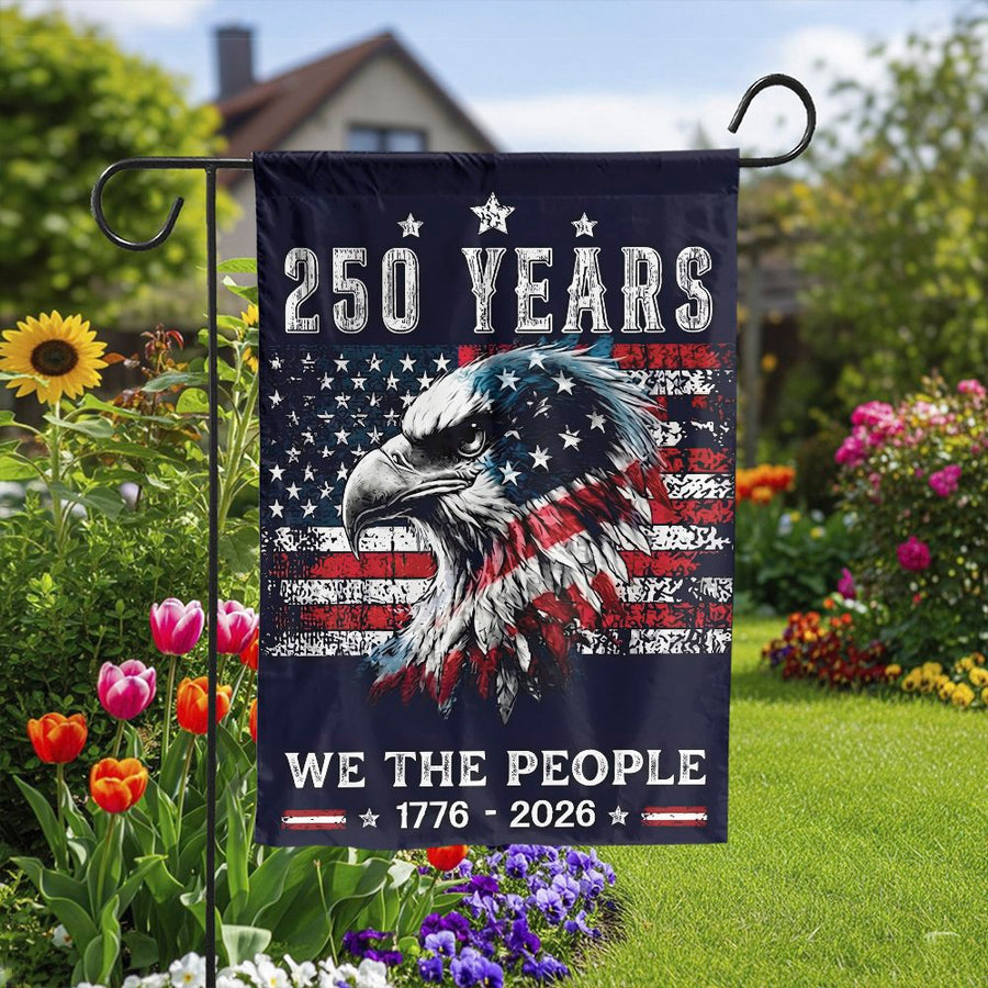 250th Anniversary Garden Flag | Patriotic American Eagle Design | Double Sided Polyester | Commemorative We The People Yard Decor for 2026