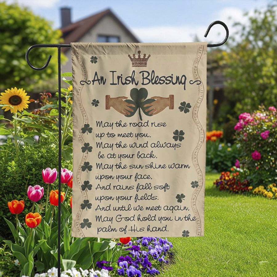 Irish Blessing Garden Flag | May The Road Rise Up To Meet You Quote | Double Sided Polyester | St. Patrick's Day Yard Decor Housewarming Gift