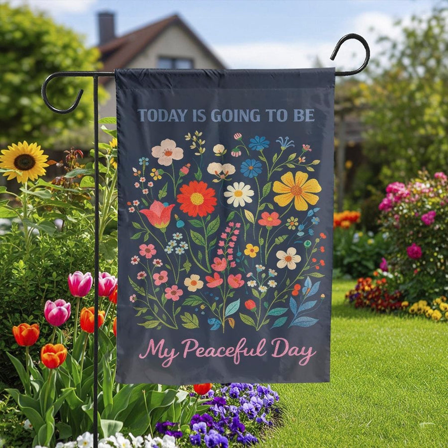 Peaceful Day Garden Flag | Vintage Wildflower Illustration with Quote | Premium Double Sided Polyester | Spring Yard Decor Welcome Gift