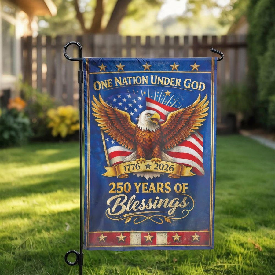 USA 250th Anniversary Garden Flag | One Nation Under God Eagle | Weather-Resistant Double Sided Yard Decor | Commemorative Patriotic Gift