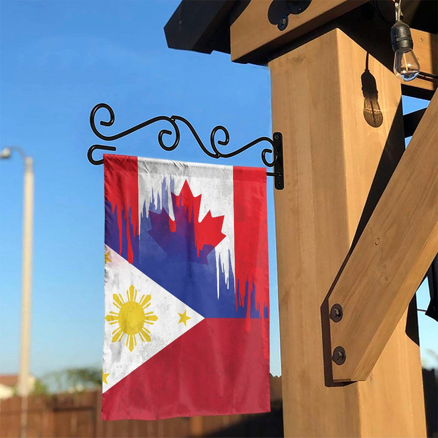 Filipino Canadian Garden Flag | Distressed Heritage Blend Design | Weather-Resistant Polyester | Patriotic Yard Decor Gift