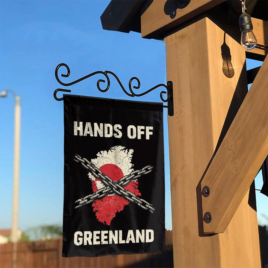 Hands Off Greenland Garden Flag | Political Protest Sign with Distressed Map | Premium Double-Sided Polyester | Outdoor Activist Yard Decor Gift