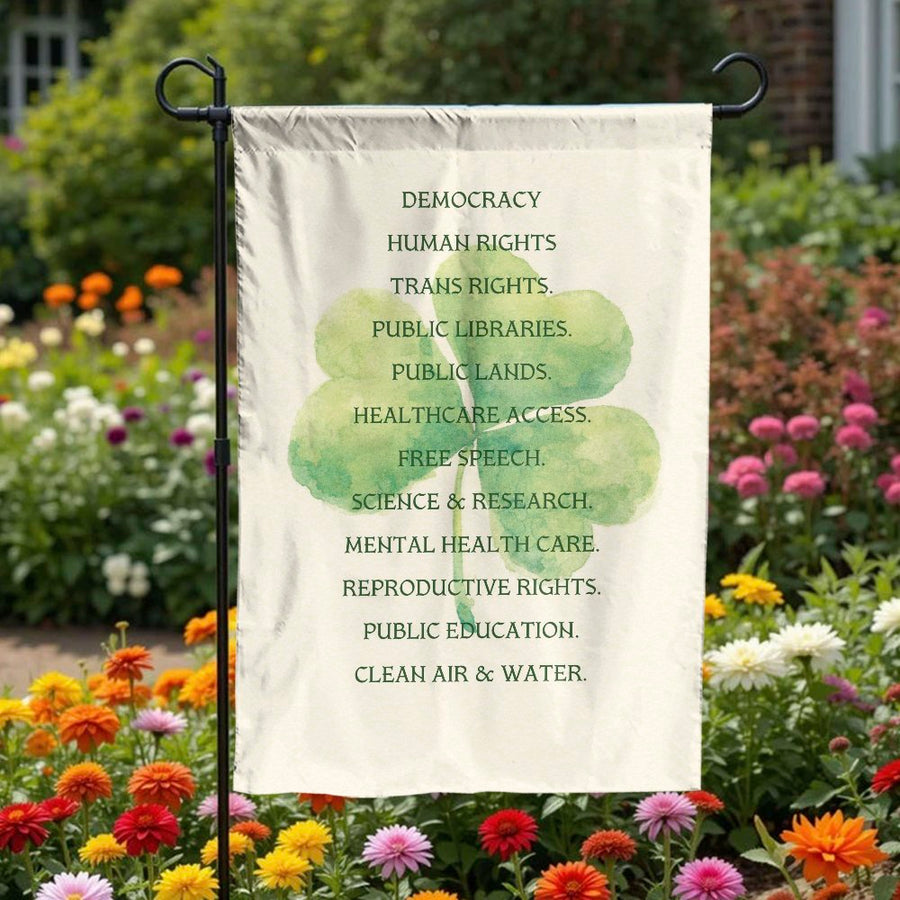 Progressive Garden Flag | Human Rights & Liberal Values List | Weather-Resistant Double-Sided Fabric | Social Justice Yard Decor Gift