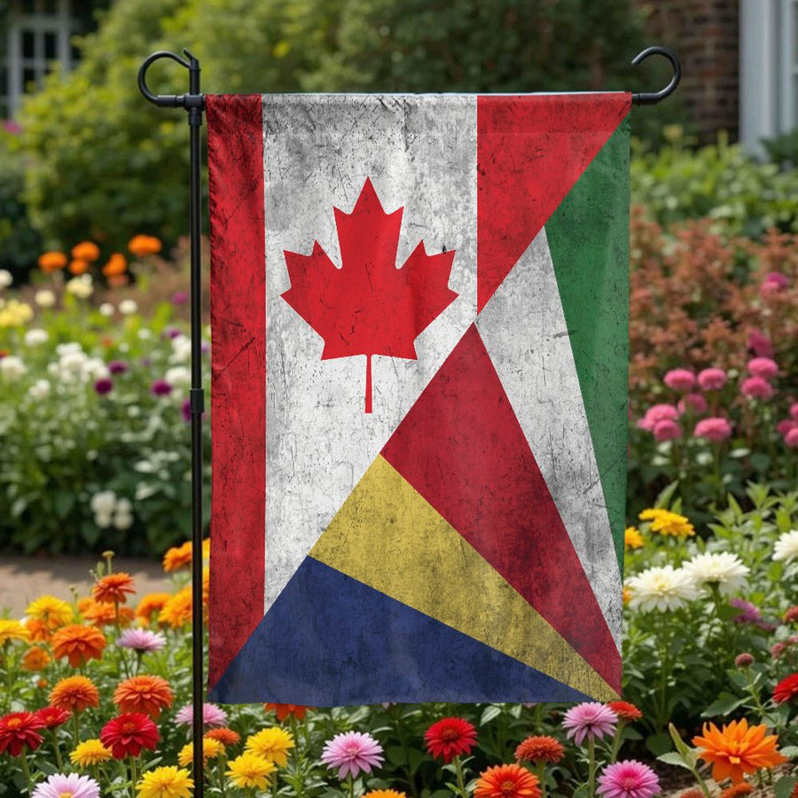 Seychelles Canadian Garden Flag | Vintage Distressed Heritage Design | Weather Resistant Polyester | Gift for Canadian Seychellois Yard Decor