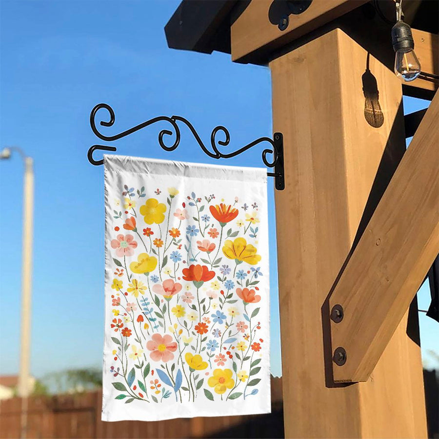 Wildflower Garden Flag | Colorful Watercolor Botanical Print | Premium Weather-Resistant Polyester | Seasonal Outdoor Decor Gift