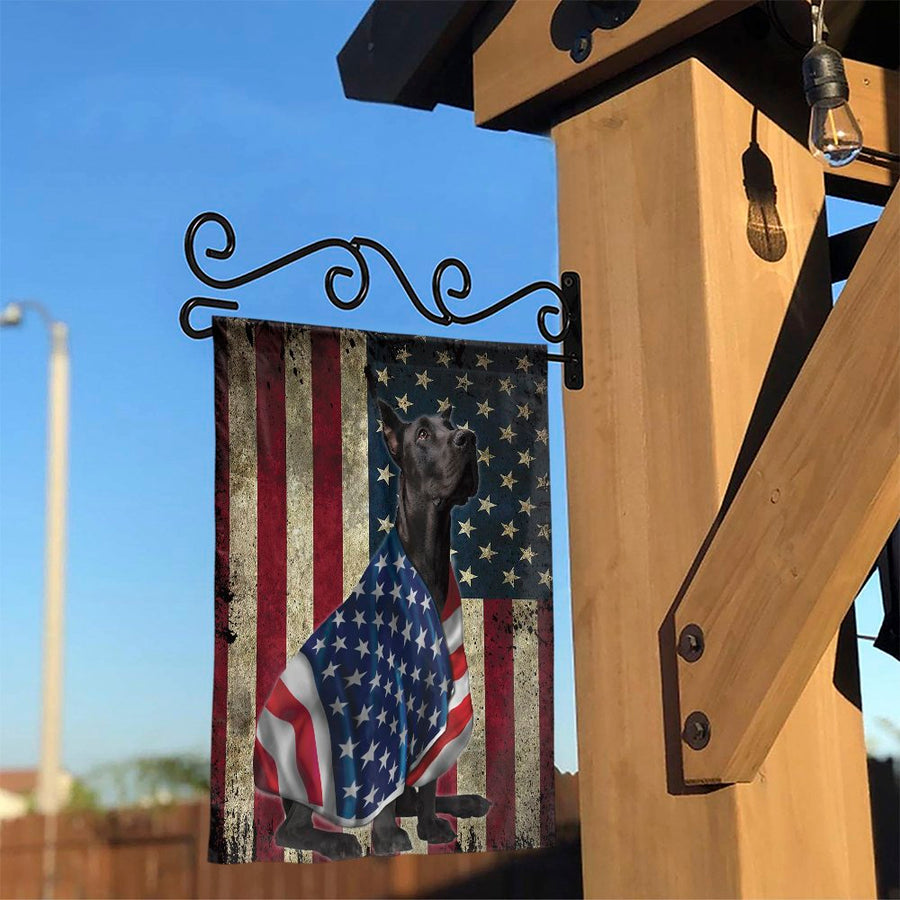Patriotic Great Dane Garden Flag | Vintage American Flag Dog Art | Weather-Resistant Double Sided Print | Premium Yard Decor Gift for Dog Owners