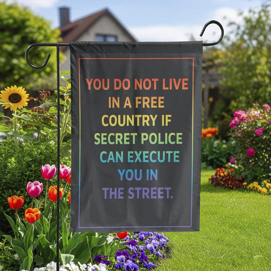 Free Country Political Garden Flag | Secret Police Quote Design | Double-Sided Polyester Yard Decor | Gift for Libertarian Freedom Activist