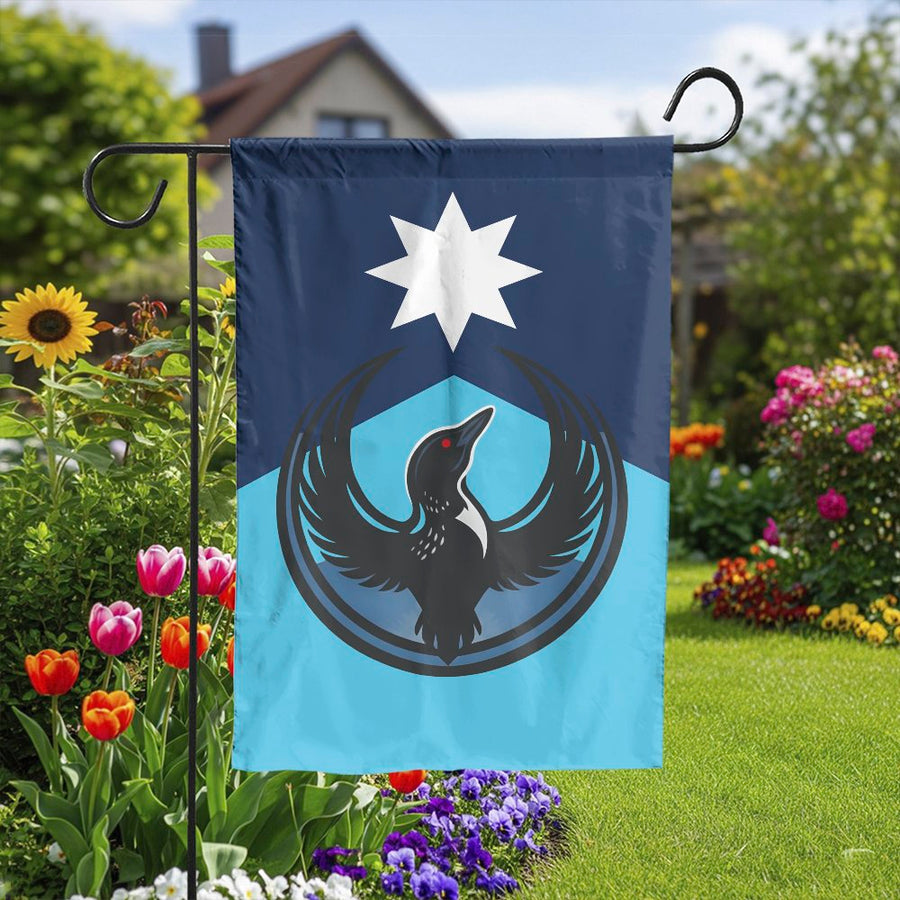 Minnesota Loon Garden Flag | Rebel Minnesota Loon and Star Design | Weather-Resistant Double Sided | Patio and Home Decor Gift