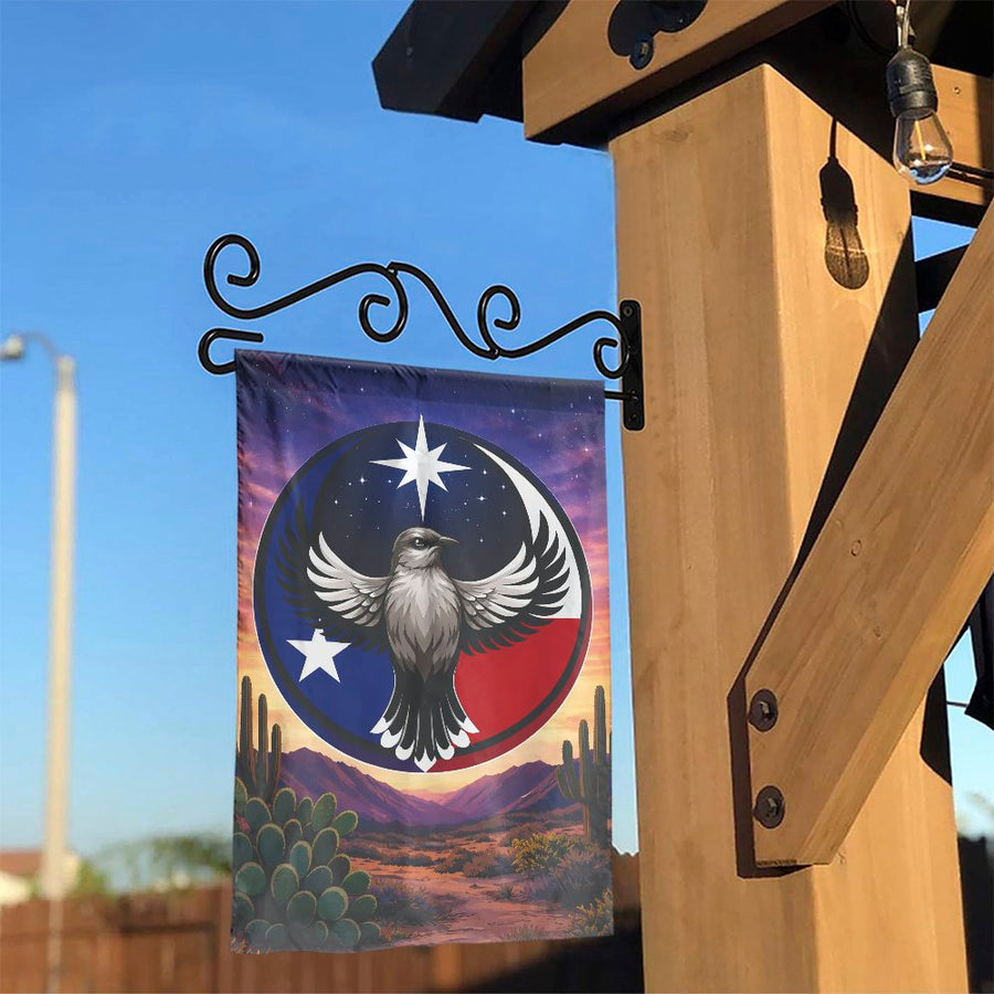Texas Mockingbird Garden Flag | Lone Star State Bird Design | Double-Sided Weatherproof Banner | Patriotic Outdoor Decor Gift for Texans
