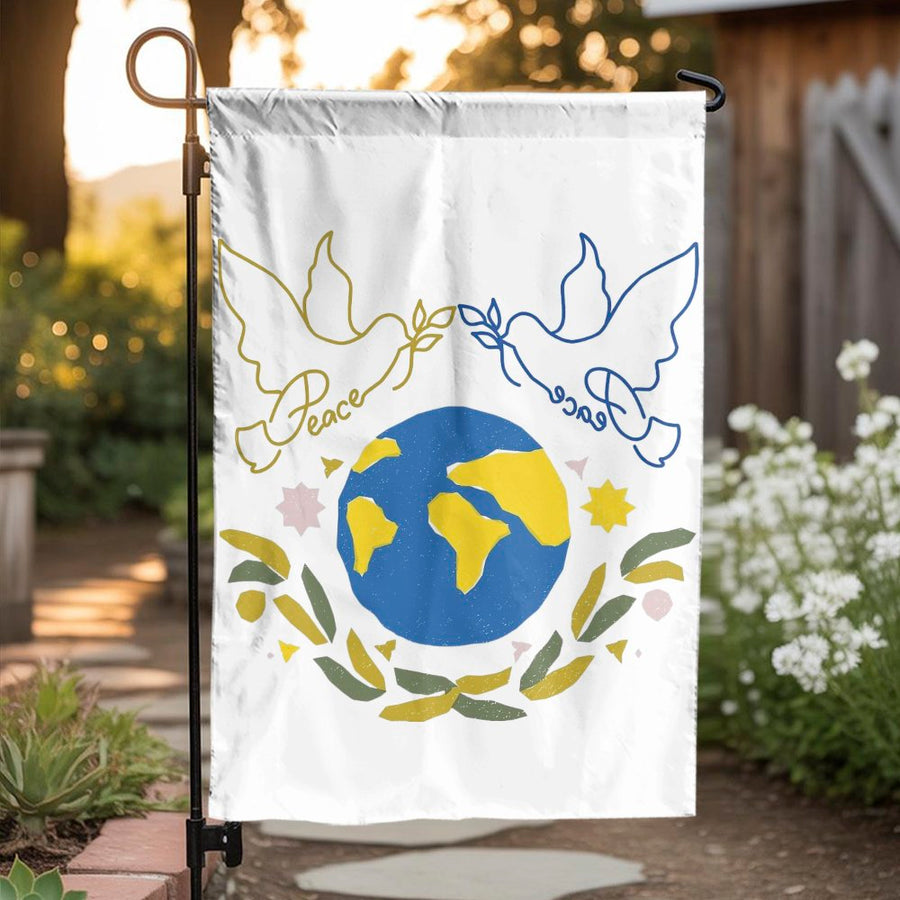 Peace Dove Garden Flag | Blue and Yellow Global Peace Design | Double Sided Polyester | Support for Ukraine Outdoor Yard Decor Gift