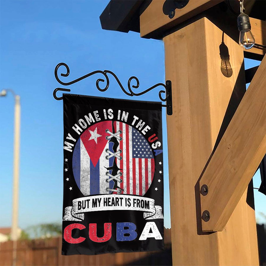 Cuban American Garden Flag | My Heart is From Cuba Design | Weather-Resistant Polyester | Patriotic Yard Decor Gift for Cuban Americans