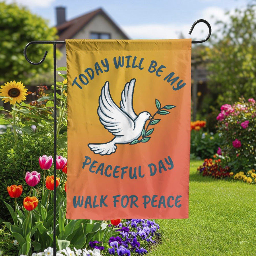 Peace Dove Garden Flag | 'Peaceful Day' Inspirational Quote | Double Sided Weatherproof Fabric | Spiritual Yard Decor & Outdoor Gift