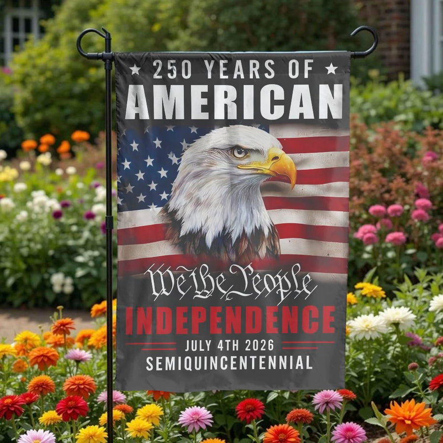 America 250th Anniversary Garden Flag | We The People Bald Eagle | Double Sided Weather-Resistant Polyester | Collector's Patriotic Yard Decor for July 4th 2026
