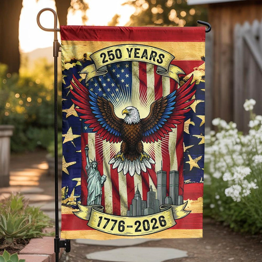 USA 250th Anniversary Garden Flag | Patriotic Eagle 1776-2026 Banner | Weather-Resistant Double Sided Print | Commemorative Yard Decor Gift