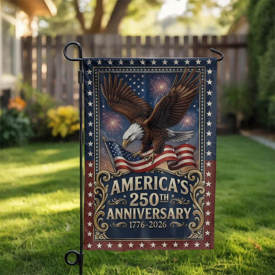 America's 250th Anniversary Garden Flag | Patriotic Eagle & US Flag Design | Weather Resistant Polyester | Collector's 1776-2026 Yard Decor