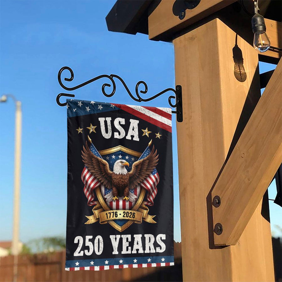 USA 250th Anniversary Garden Flag | Patriotic American Bald Eagle Design | Double Sided Weather Resistant Fabric | Commemorative Home Decor Gift