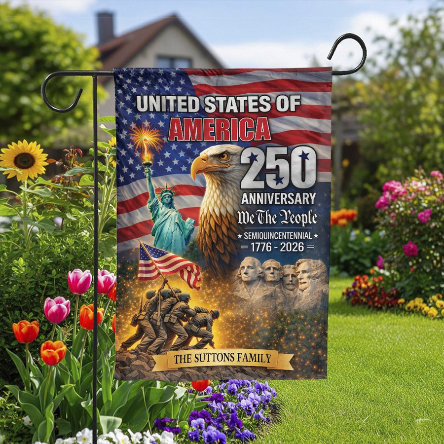 USA 250th Anniversary Garden Flag | We The People Patriotic Design | Double Sided Polyester | Collector's Yard Decor Gift