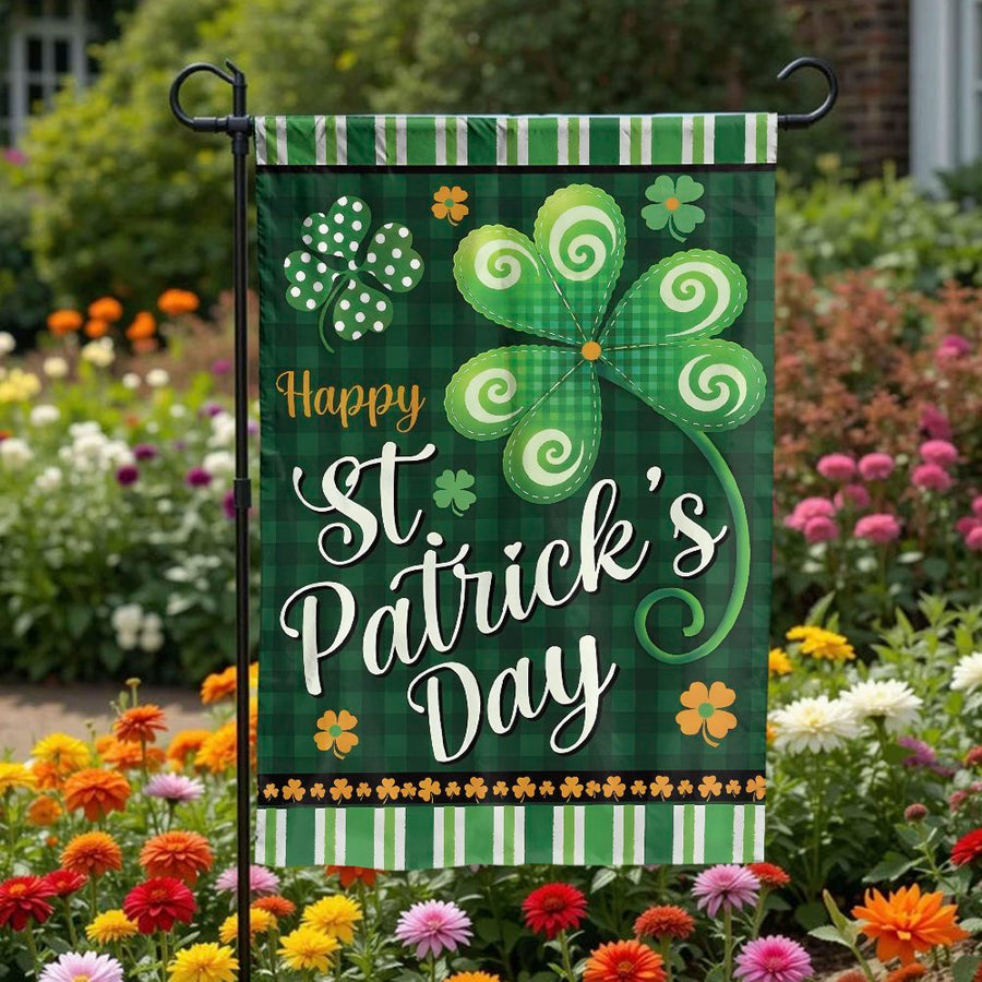 St Patrick's Day Garden Flag | Double Sided Shamrock Clover Print | Premium Weather-Resistant Fabric | Seasonal Outdoor Decor for Home and Yard