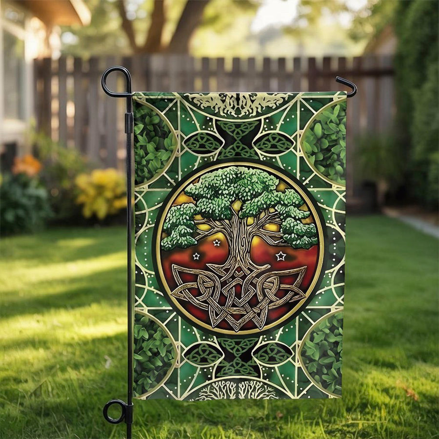 Celtic Tree of Life Garden Flag | Double Sided Irish Knot Design | Premium Weather-Resistant Polyester | St Patrick's Day Decor & Yard Gift