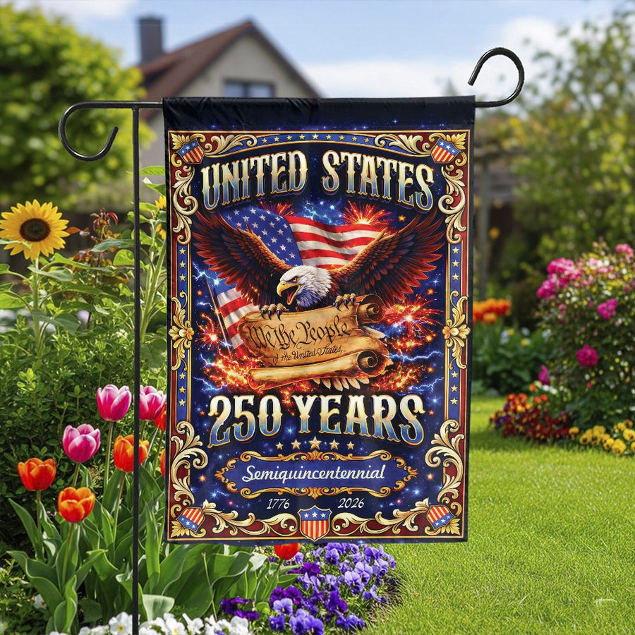 USA 250th Anniversary Garden Flag | American Eagle We The People Design | Double Sided Premium Polyester | Collector's Patriotic Yard Decor