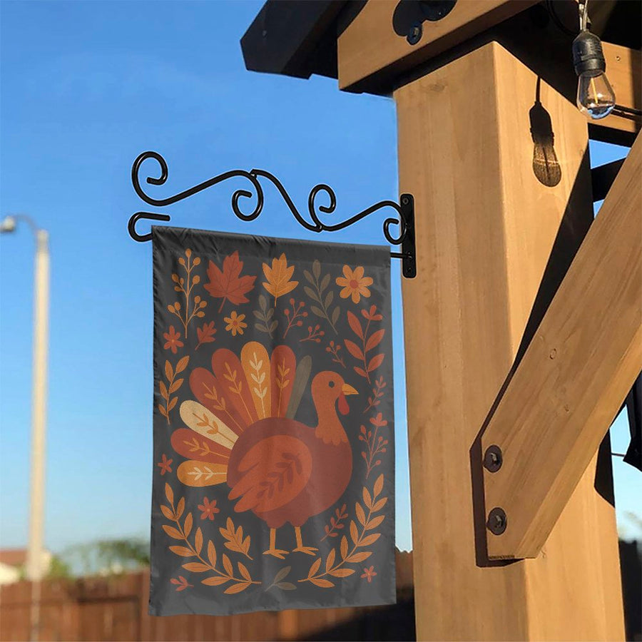 Thanksgiving Turkey Garden Flag | Double-Sided Rustic Fall Harvest Design | Premium Weather-Resistant Polyester | Autumn Yard Decor Gift