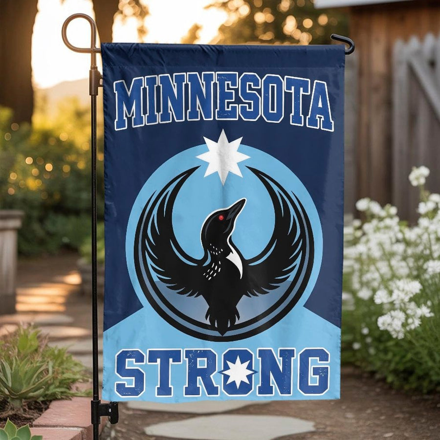 Minnesota Strong Garden Flag | Double Sided Loon State Bird Graphic | Premium Weather-Resistant Polyester | Outdoor Yard Decor Gift for Minnesotans