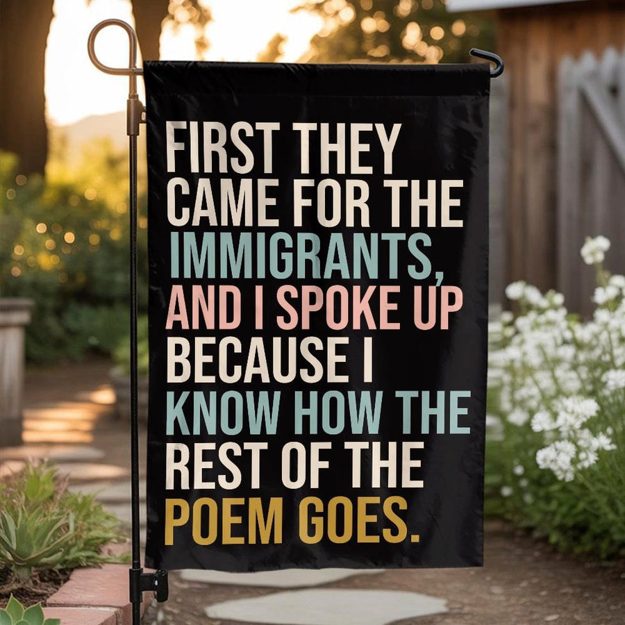 Social Justice Garden Flag | I Spoke Up Poem Quote | Double Sided Weather Resistant | Progressive Activist Yard Decor Gift