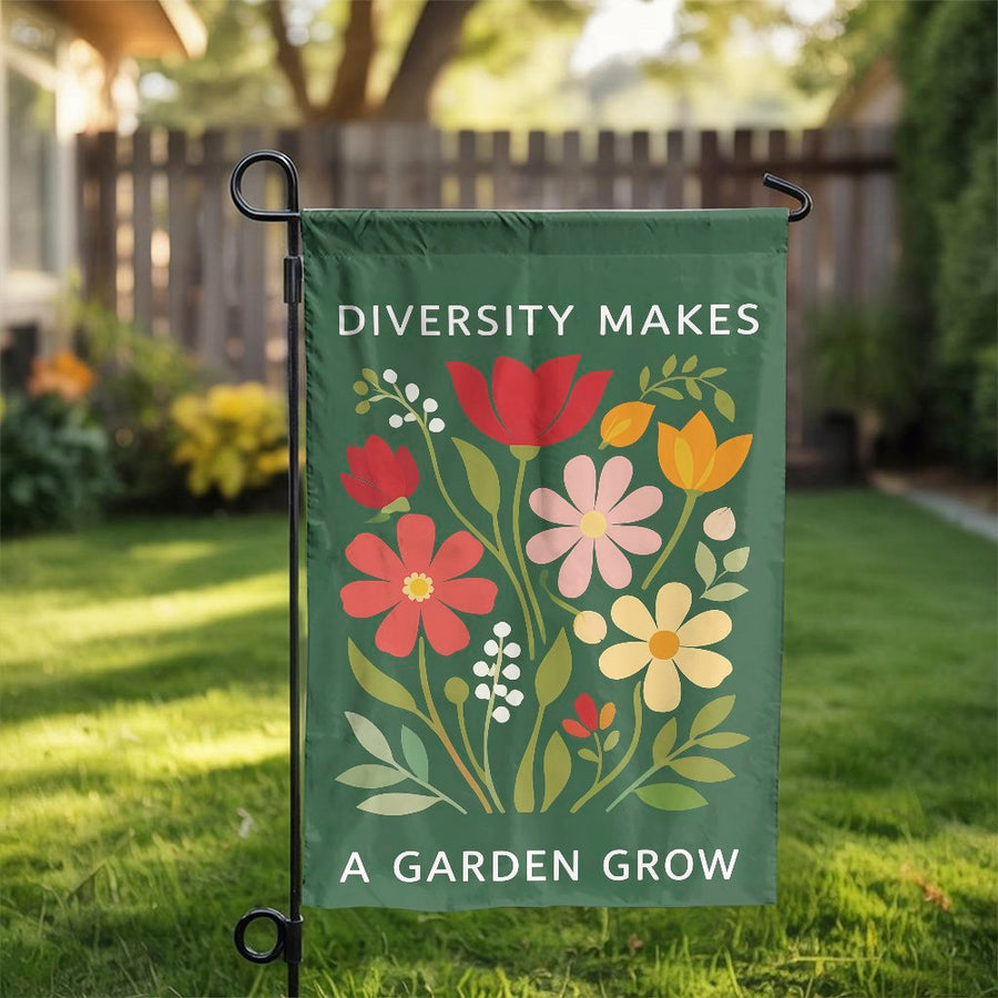 Diversity Garden Flag | Inspirational Wildflower Quote | Premium Weather-Resistant Polyester | Outdoor Yard Decor & Housewarming Gift