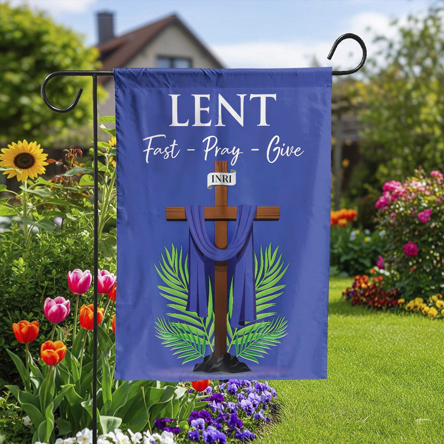 Lent Garden Flag | Double-Sided Christian Cross Design | Weather-Resistant Polyester | Religious Lenten Season Home Decor Gift