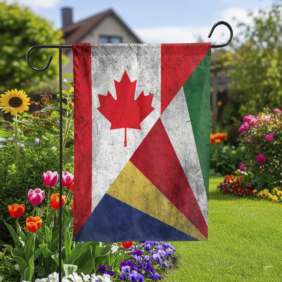 Seychelles Canadian Garden Flag | Vintage Distressed Heritage Design | Weather Resistant Polyester | Gift for Canadian Seychellois Yard Decor