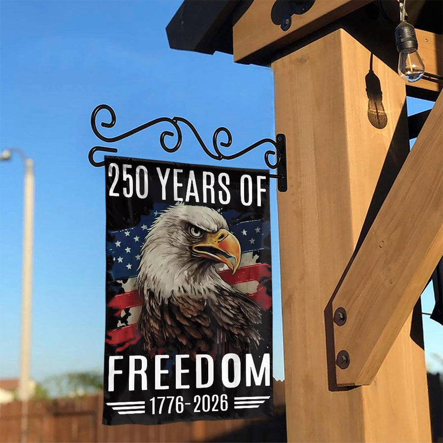 Patriotic Eagle Garden Flag | 250 Years of Freedom 1776-2026 Design | Double Sided Weather Resistant Fabric | Commemorative USA Yard Decor Gift