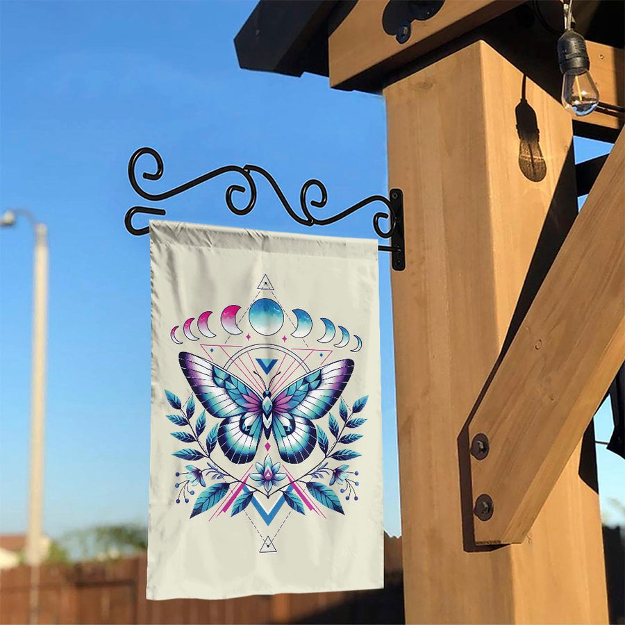 Transgender Pride Garden Flag | Mystical Moon Phase Butterfly Art | Weather-Resistant Polyester | LGBTQ Ally Gift Yard Decor