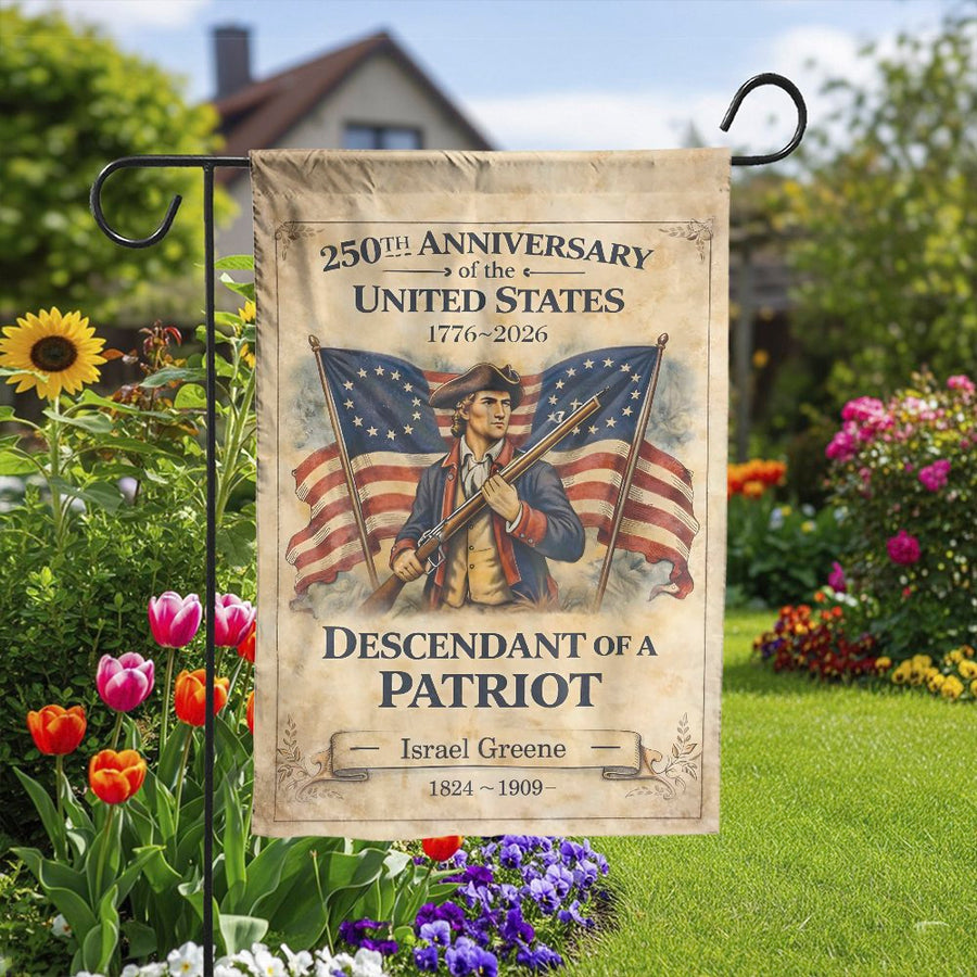 Patriotic Garden Flag | 250th Anniversary US 1776-2026 Design | Double-Sided Polyester | Commemorative Gift for Patriot Descendants