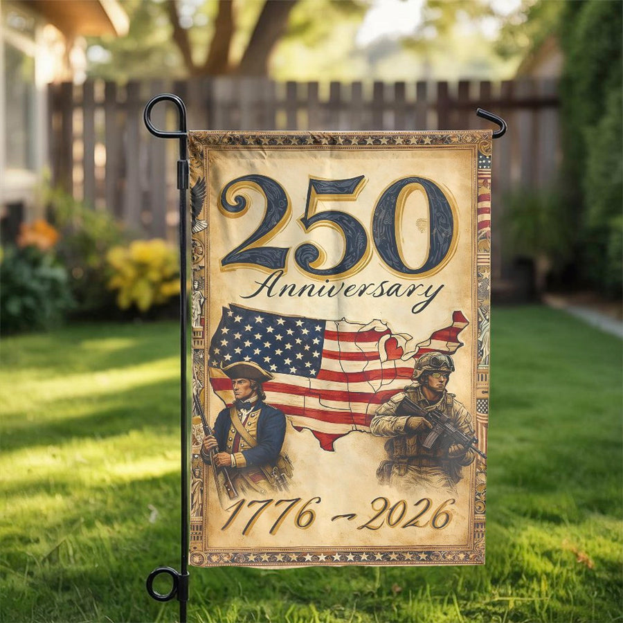 USA 250th Anniversary Garden Flag | 1776-2026 Commemorative Design | Premium Weatherproof Fabric | Patriotic Yard Decor Gift for Veterans