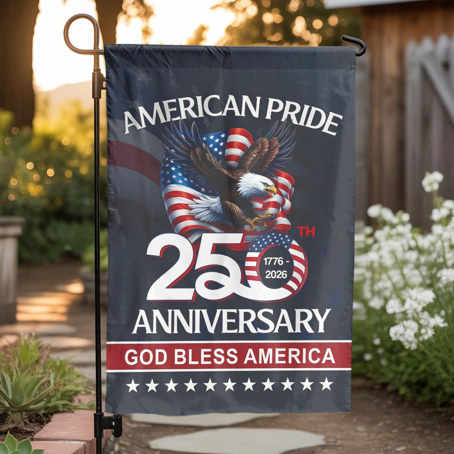 USA 250th Anniversary Garden Flag | Patriotic Eagle & US Flag Design | Double Sided Polyester | American Pride Yard Decor Gift