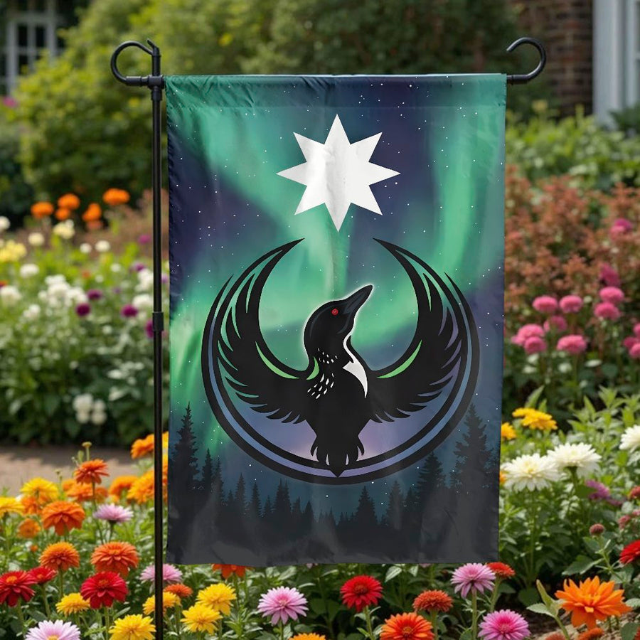Northern Lights Loon Garden Flag | Celestial Bird with Aurora Borealis | Double-Sided Weatherproof Art | Outdoor Yard Decor Gift for Nature Lovers