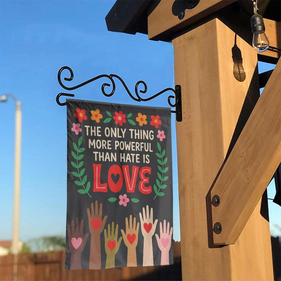 Inspirational Love Garden Flag | Love More Powerful Than Hate Quote | Premium Weather-Resistant Fabric | Outdoor Unity & Welcome Decor Gift