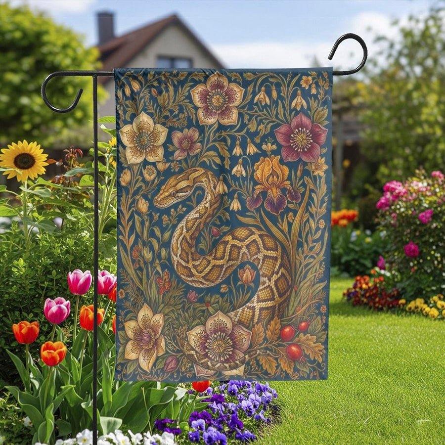 Vintage Snake Garden Flag | Double Sided Botanical Serpent Art | Weather-Resistant Polyester | Outdoor Yard & Patio Decor Gift