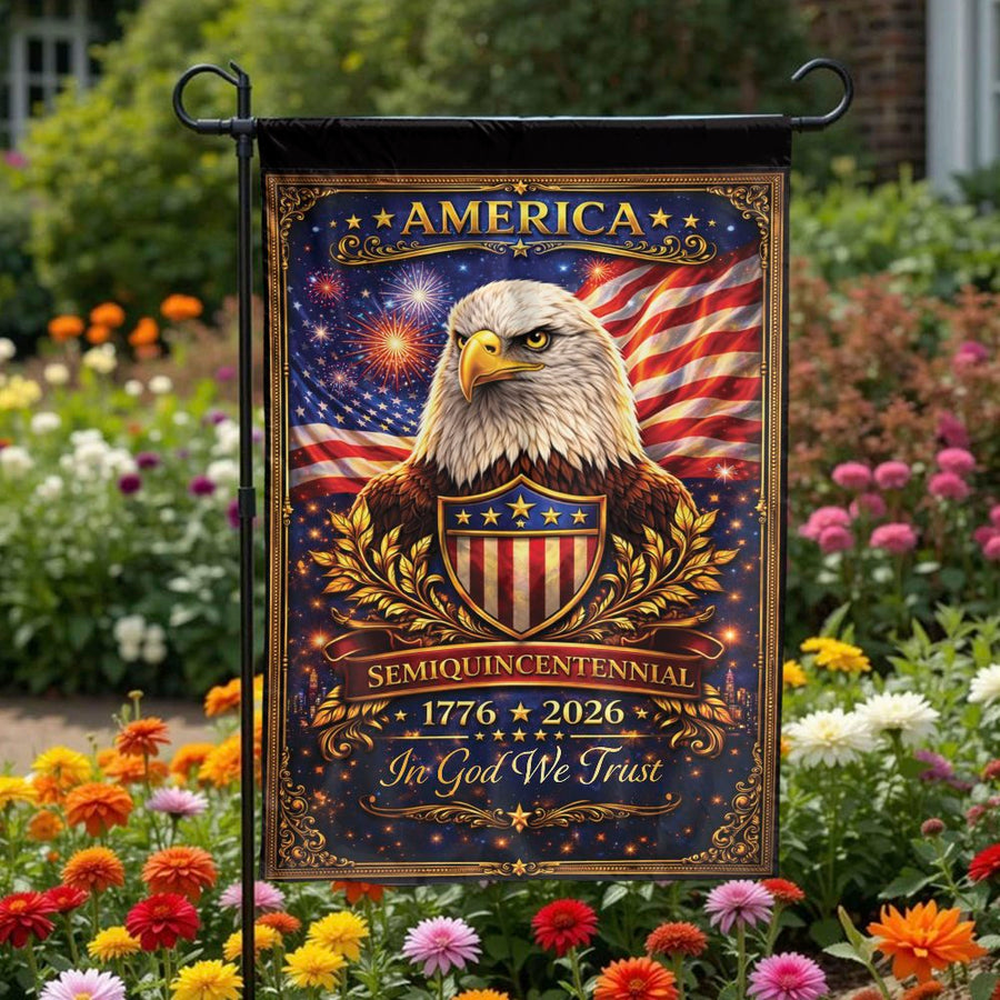 America 250th Anniversary Garden Flag | Semiquincentennial 1776-2026 Eagle Art | Double Sided Weather Resistant Fabric | Patriotic Collector's Outdoor Decor