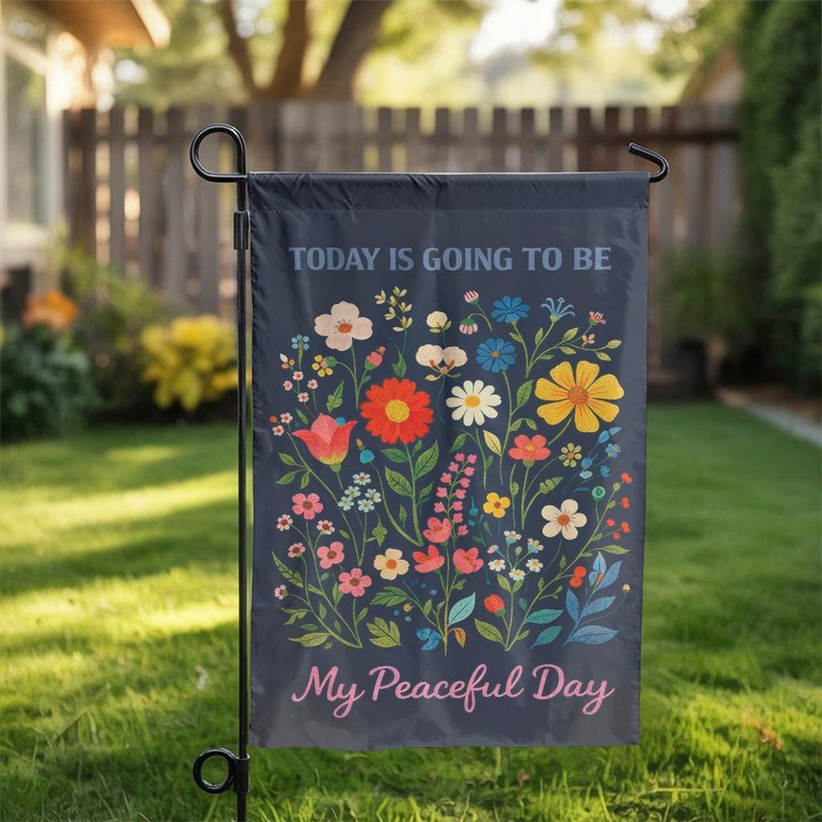 Peaceful Day Garden Flag | Vintage Wildflower Illustration with Quote | Premium Double Sided Polyester | Spring Yard Decor Welcome Gift