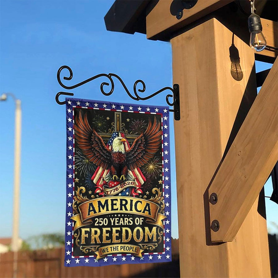 America 250th Anniversary Garden Flag | Patriotic Eagle & Cross Decor | Weather-Resistant Double Sided Fabric | Commemorative 1776-2026 Yard Gift
