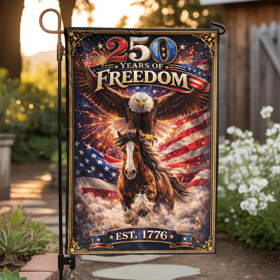 Patriotic Eagle Garden Flag | 250 Years of Freedom Design | Double Sided Premium Polyester | USA Independence Day Yard Decor Gift