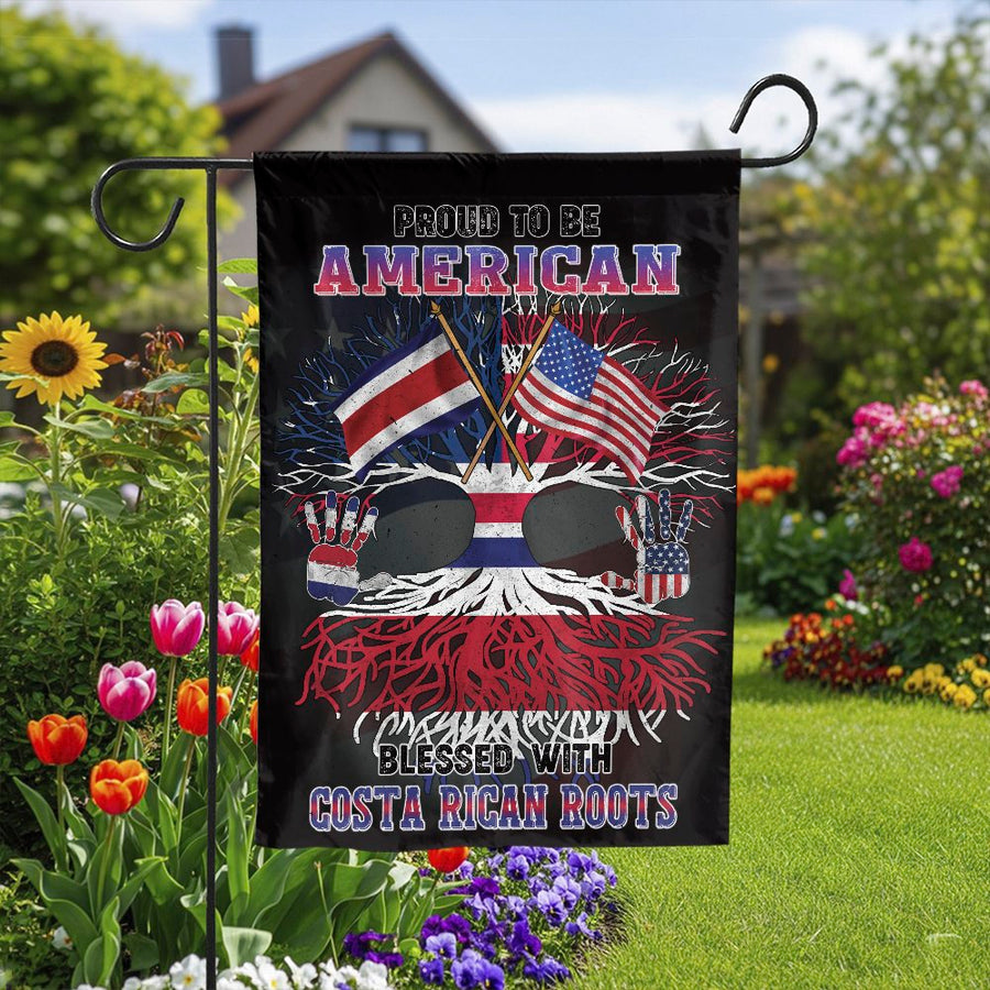 American Grown Costa Rican Roots Garden Flag | Tree of Life Heritage Design | Premium Weather Resistant Polyester | Patriotic Yard Decor Gift
